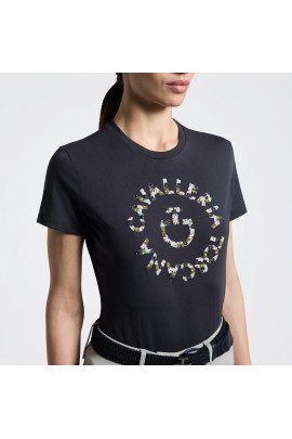 Cavalleria Toscana Floral Embroidery Women's T-Shirt | Charcoal