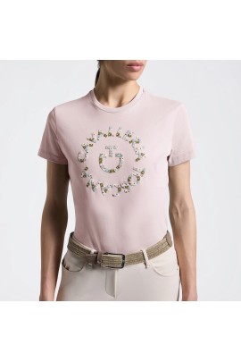 Cavalleria Toscana Floral Embroidery Women's T-Shirt | Violet Ice