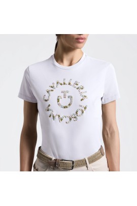 Cavalleria Toscana Floral Embroidery Dames T-Shirt | Wit