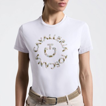 Cavalleria Toscana Floral Embroidery Dames T-Shirt | Wit Cavalleria Toscana Floral Embroidery Dames T-Shirt | Wit