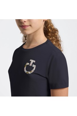 Cavalleria Toscana Floral Embroidery Meisjes T-Shirt | Charcoal