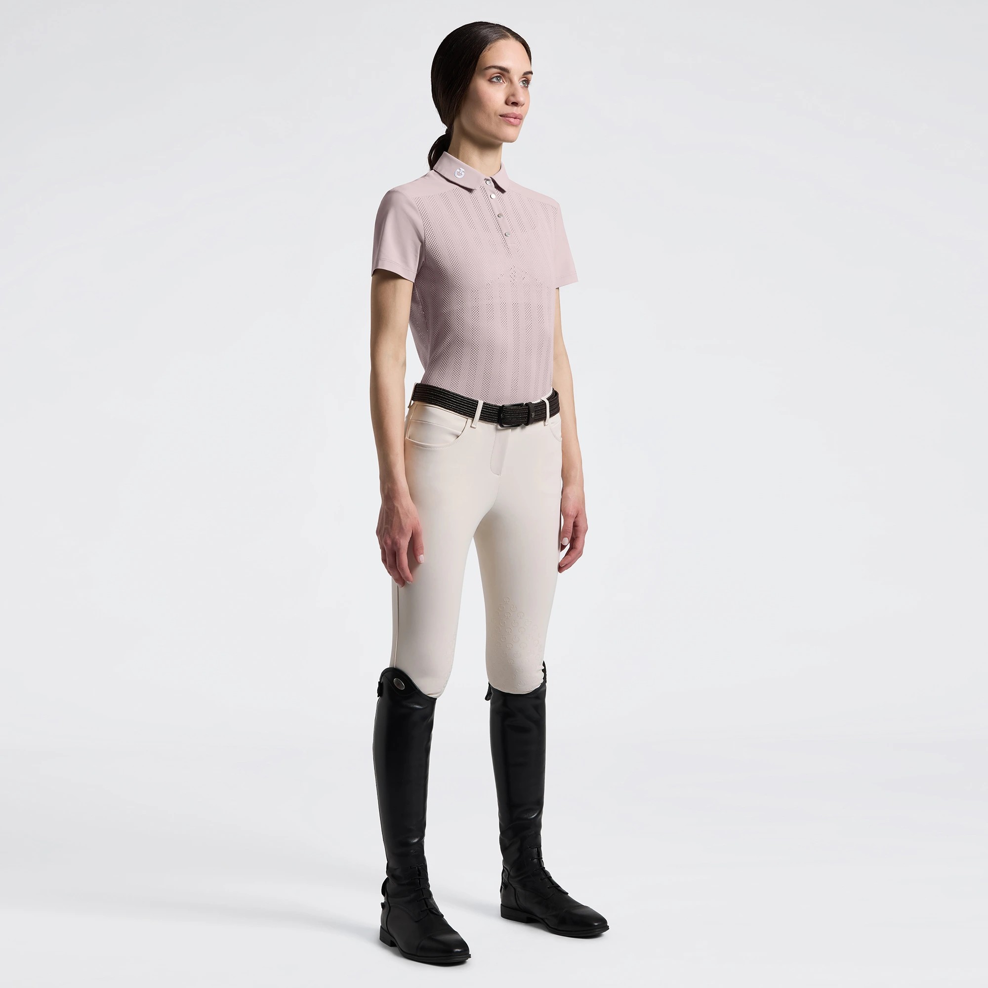 Cavalleria Toscana Jacquard Jersey Dames Poloshirt SS | Violet Ice