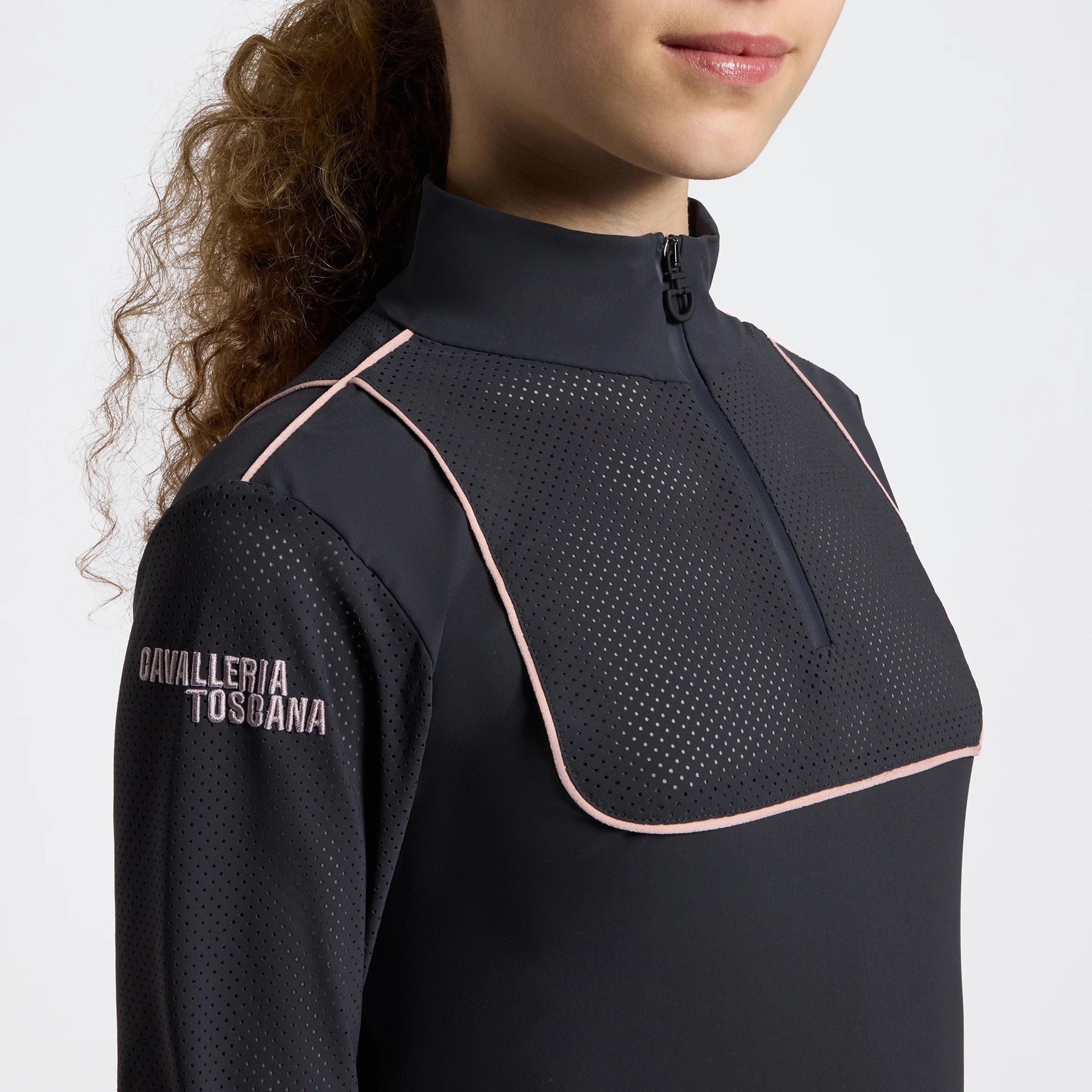 Cavalleria Toscana Jersey Piping Girls Training Shirt LS | Charcoal