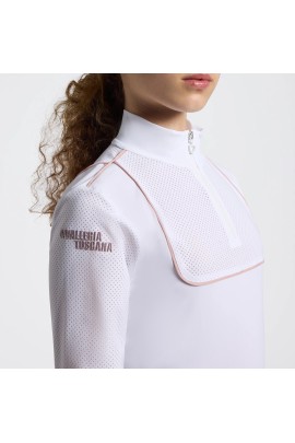 Cavalleria Toscana Jersey Piping Girls Competition Shirt LS | White