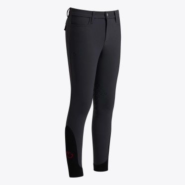 Cavalleria Toscana Boys Riding Breeches Knee Grip | Charcoal Cavalleria Toscana Boys Riding Breeches Knee Grip | Charcoal