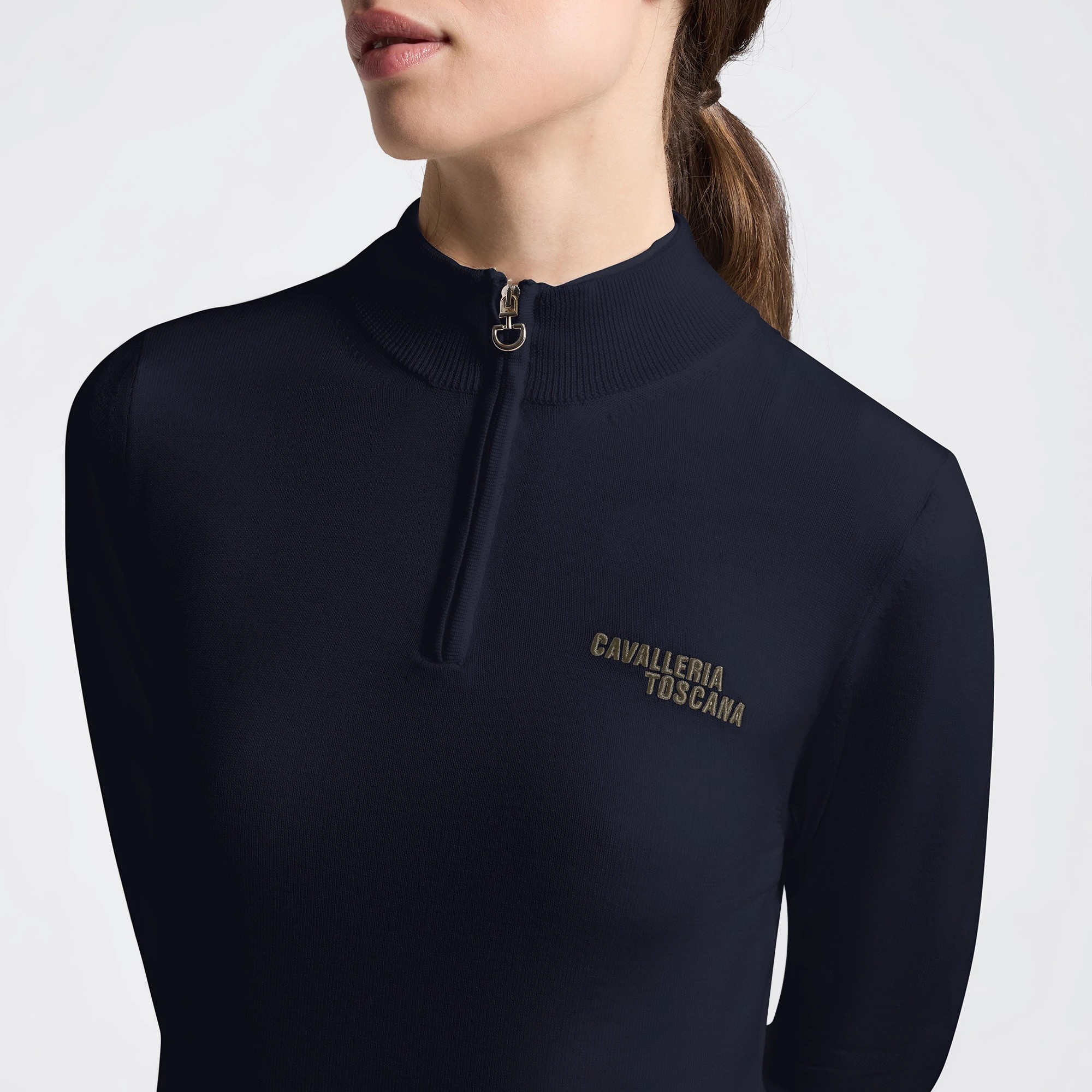 Cavalleria Toscana Merino Half Zip Turtleneck Dames Sweater | Charcoal Cavalleria Toscana Merino Half Zip Turtleneck Dames Sweater | Charcoal