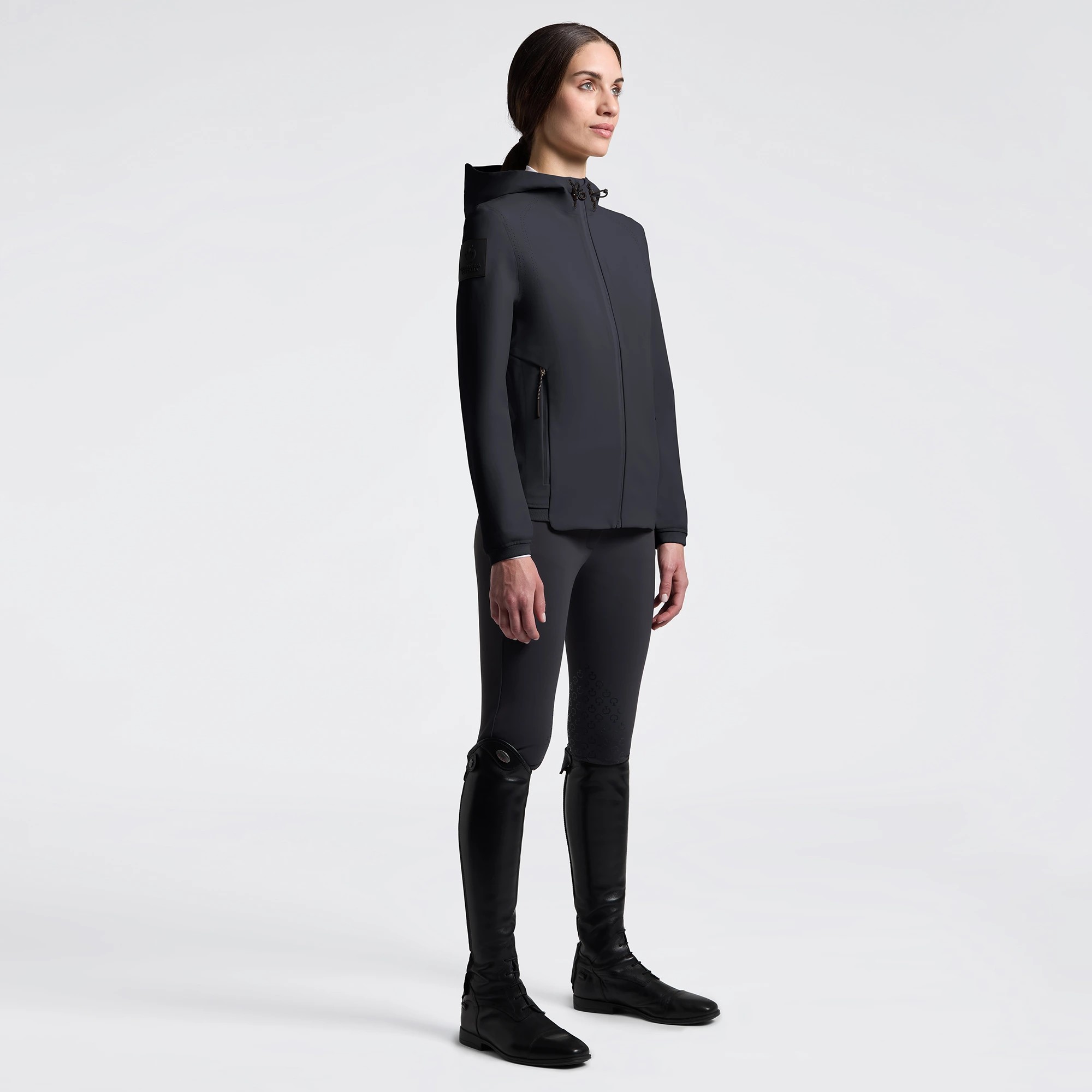 Cavalleria Toscana Perforated Jersey Softshell Dames Jas | Charcoal