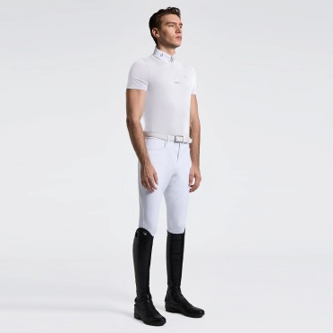 Cavalleria Toscana Jersey Zip Mannen Wedstrijdshirt SS | Wit Cavalleria Toscana Jersey Zip Mannen Wedstrijdshirt SS | Wit