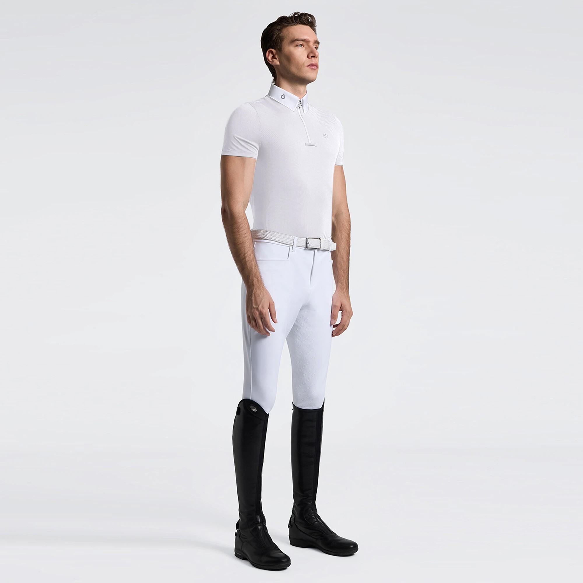Cavalleria Toscana Jersey Zip Men's Competition Shirt SS | White Cavalleria Toscana Jersey Zip Men's Competition Shirt SS | White
