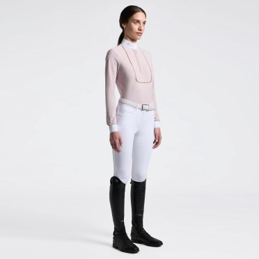 Cavalleria Toscana Embroidery Dames Wedstrijdshirt LS | Violet Ice