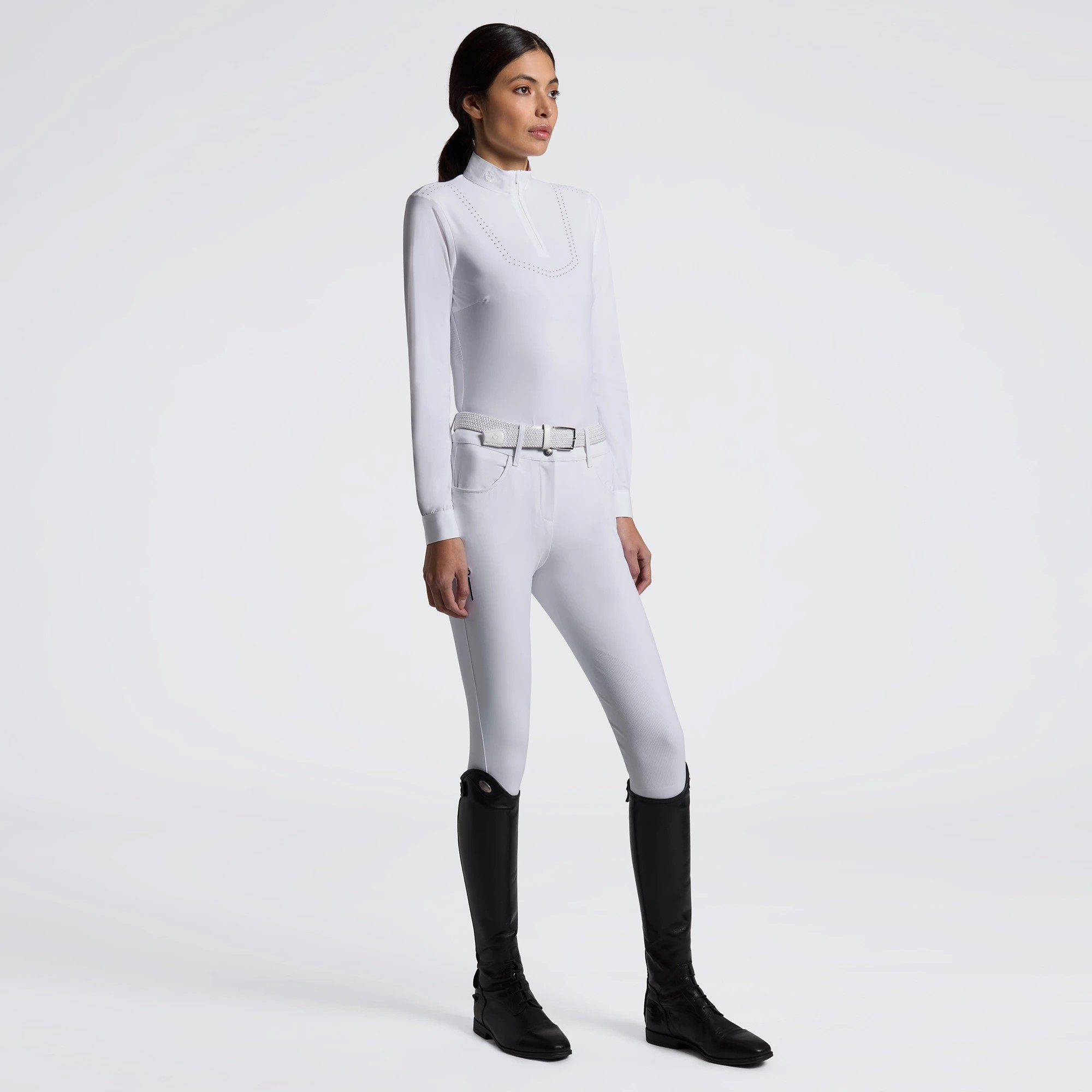 Cavalleria Toscana Perforated Tech Knit Women's Competition Shirt LS | White Cavalleria Toscana Perforated Tech Knit Women's Competition Shirt LS | White