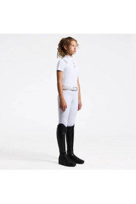 Cavalleria Toscana Jersey Pleated Meisjes Wedstrijdshirt SS | Wit