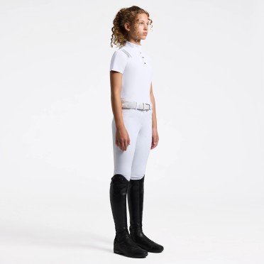 Cavalleria Toscana Jersey Pleated Meisjes Wedstrijdshirt SS | Wit