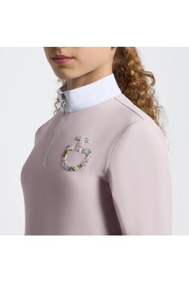 Cavalleria Toscana Floral Embroidery Meisjes Wedstrijdshirt LS | Violet Ice