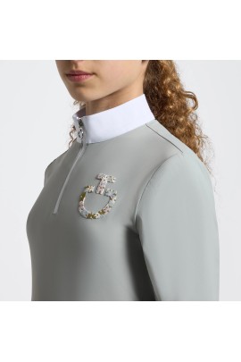 Cavalleria Toscana Floral Embroidery Meisjes Wedstrijdshirt LS | Belgian Block