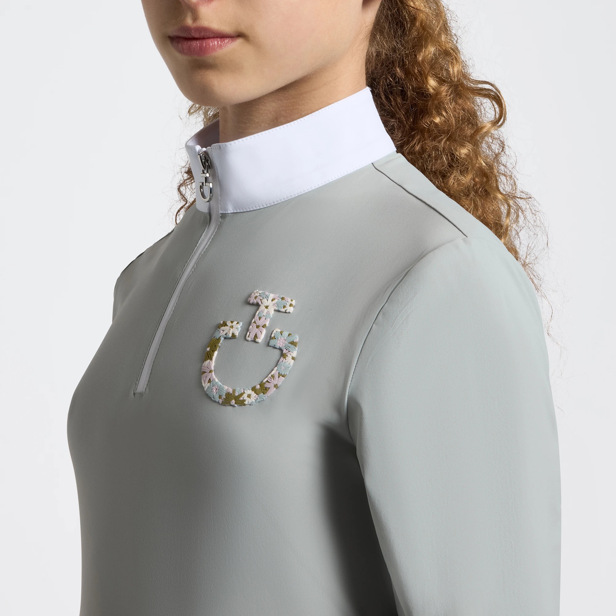 Cavalleria Toscana Floral Embroidery Girls Competition Shirt LS | Belgian Block