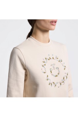 Cavalleria Toscana Floral Embroidery Dames Cotton Crew Neck Sweater | Brich