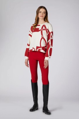 Beige-Red Vestrum Sweater with Exclusive Signature Beige-Red Vestrum Sweater with Exclusive Signature