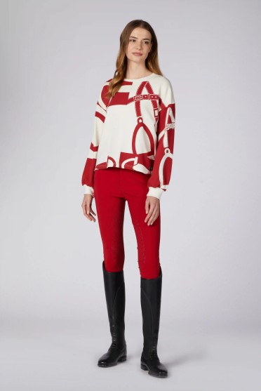 Beige-Red Vestrum Sweater with Exclusive Signature Beige-Red Vestrum Sweater with Exclusive Signature