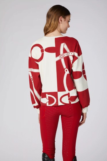 Beige-Red Vestrum Sweater with Exclusive Signature Beige-Red Vestrum Sweater with Exclusive Signature