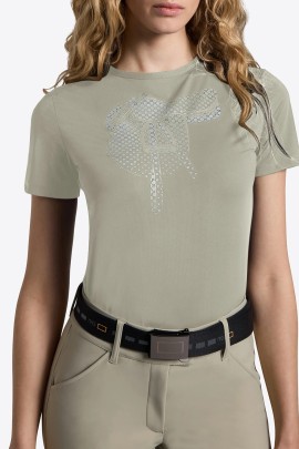 RG Italy  Saddle Print Cotton Women's T-Shirt | Moss Gray