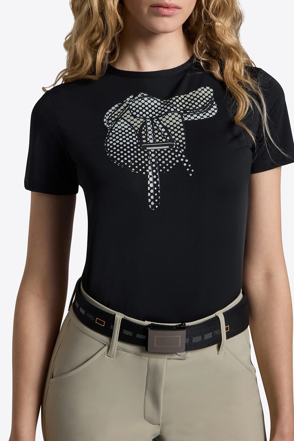RG Italy Saddle Print Cotton Dames T-Shirt | Navy RG Italy Saddle Print Cotton Dames T-Shirt | Navy