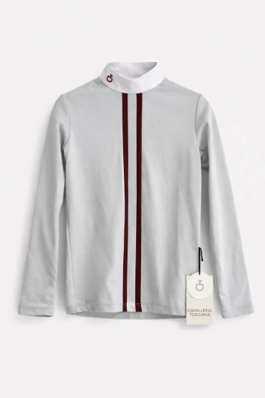 Cavalleri Toscana Young Rider Two Line Competition Polo - Grey / Red