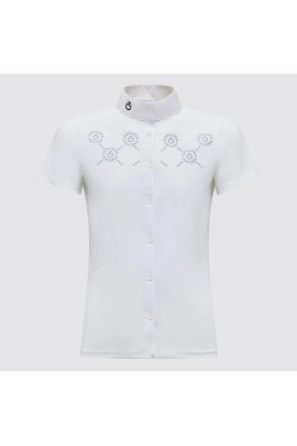 CT Girls Mini Orbit Print Jersey S/S Competition Shirt - Wit