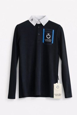 CT Boys Jersey Competition Shirt Pocket Print L/S - Blauw