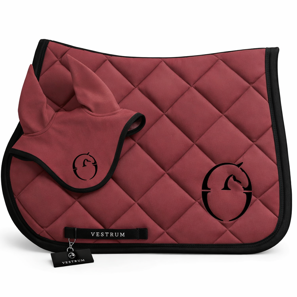 Vestrum Los Angeles Saddle Pad & Alassio Earnet | Dark Mauve - Black Vestrum Los Angeles Saddle Pad & Alassio Earnet | Dark Mauve - Black