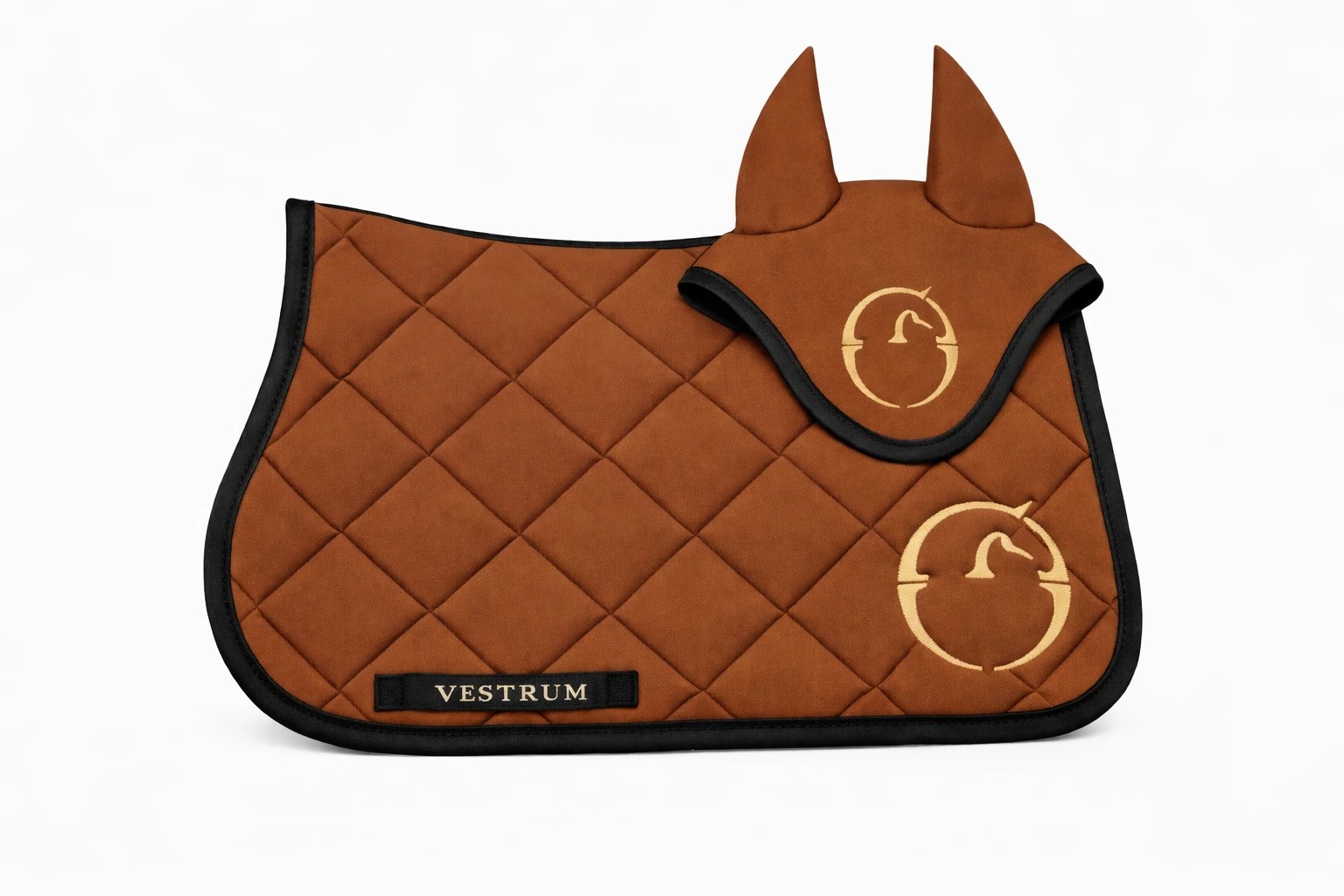 Vestrum Set Los Angeles Zadeldekje & Oornetje Springen | Coconut - Zwart Vestrum Set Los Angeles Zadeldekje & Oornetje Springen | Coconut - Zwart