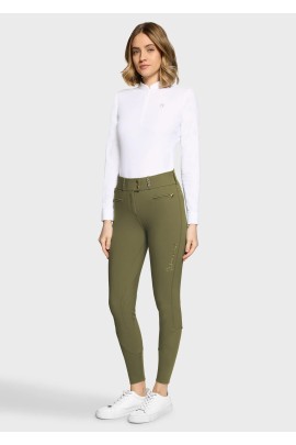Samshield Claranova Dames Rijbroek Full Grip | Kaki