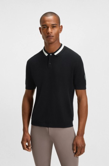 BOSS Equestrian Joshua Mannen Knitwear Polo Rice | Sky Captain