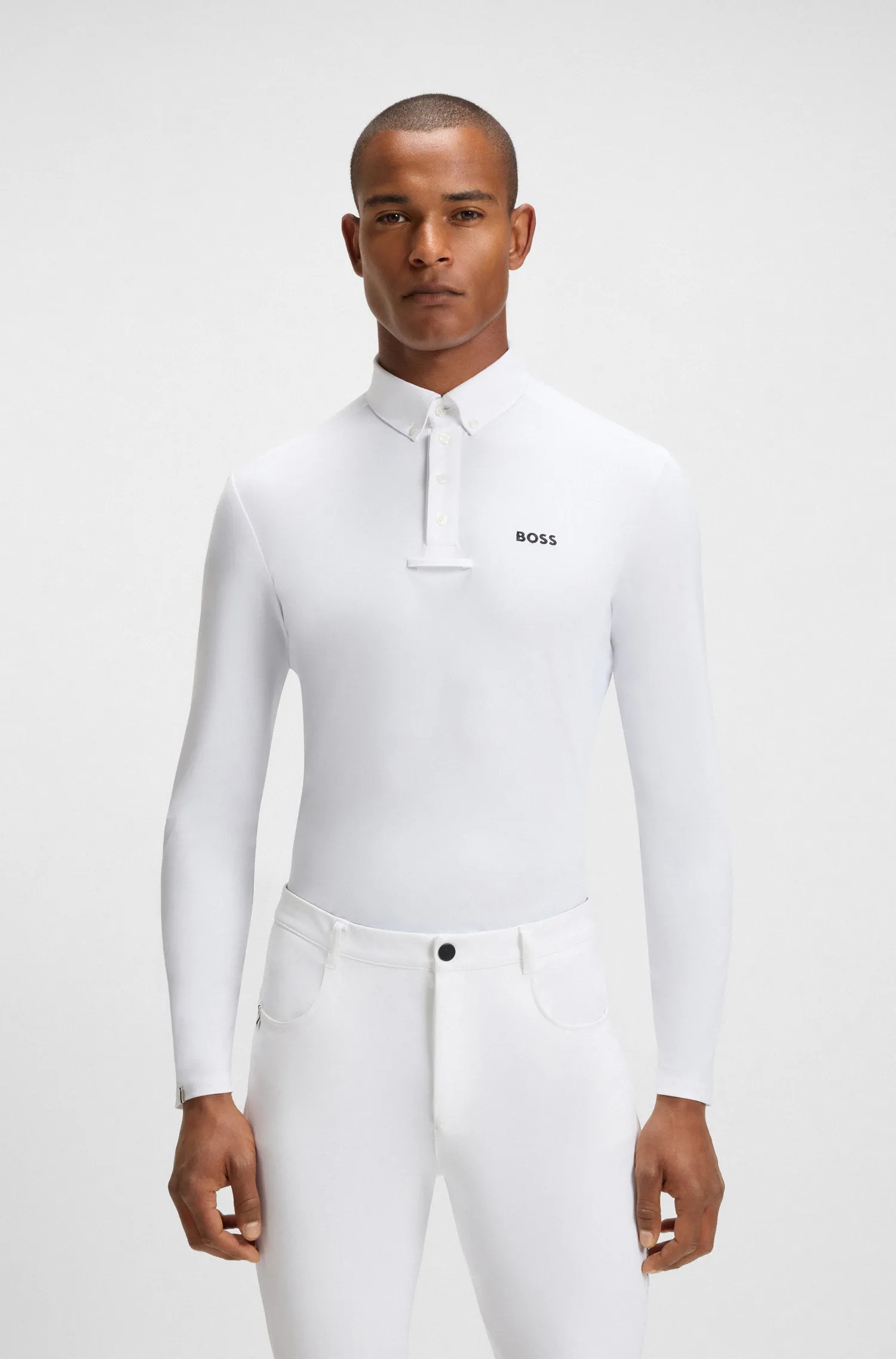 BOSS Equestrian Nick Mannen Wedstrijdshirt | Wit
