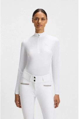 BOSS Equestrian Minou Dames Wedstrijdshirt Texture LS | Wit
