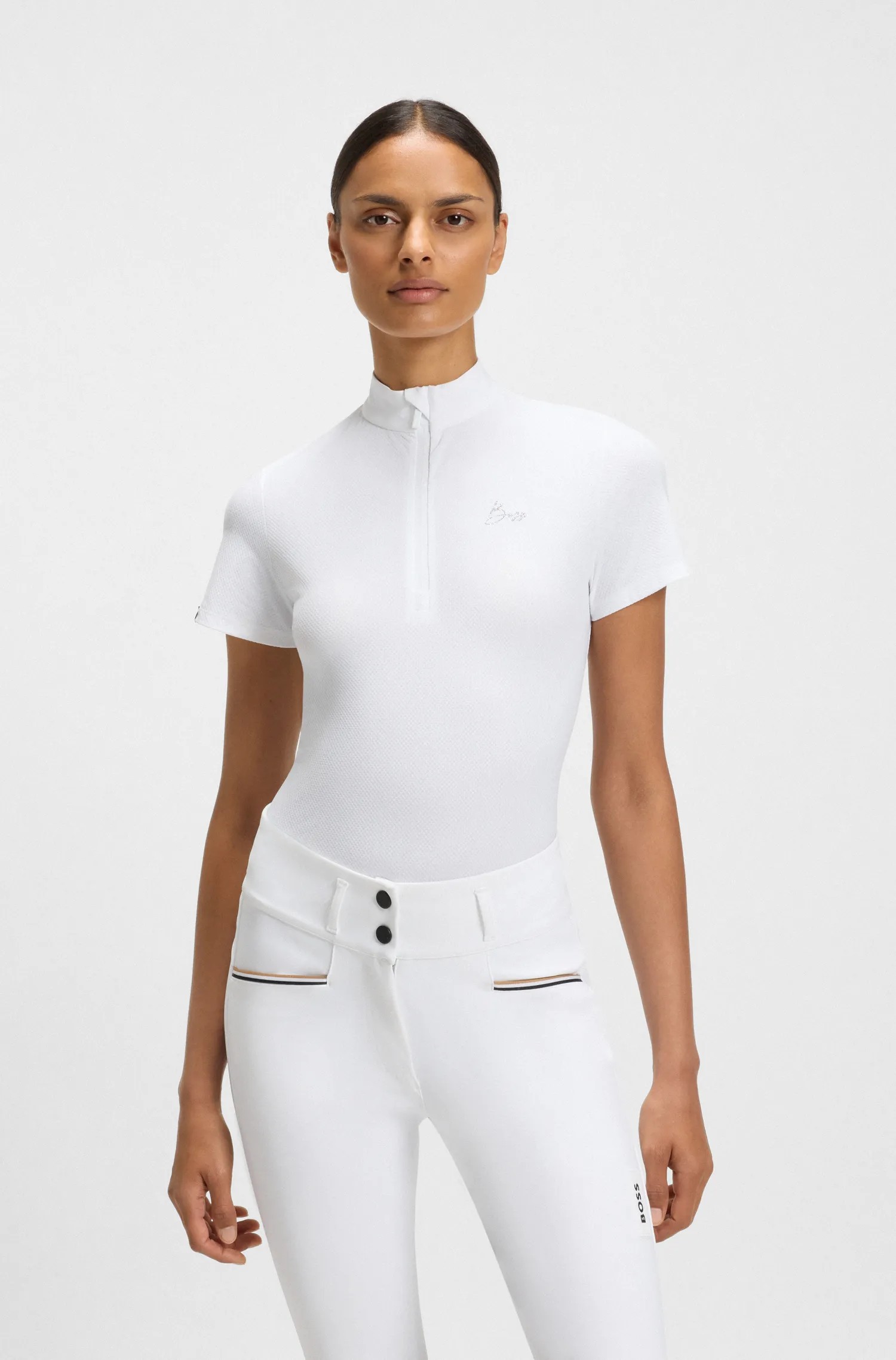 BOSS Equestrian Maira Women's Competition Shirt Texture SS | White