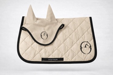 Vestrum Set Los Angeles Zadeldekje & Oornetje Springen | Beige - Zwart Vestrum Set Los Angeles Zadeldekje & Oornetje Springen | Beige - Zwart
