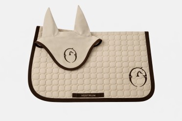 Vestrum Set Las Vegas Zadeldekje & Oornetje Springen - Beige - Bruin Vestrum Set Las Vegas Zadeldekje & Oornetje Springen - Beige - Bruin