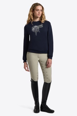 RG Italy Saddle Print Cotton Dames Sweater | Navy