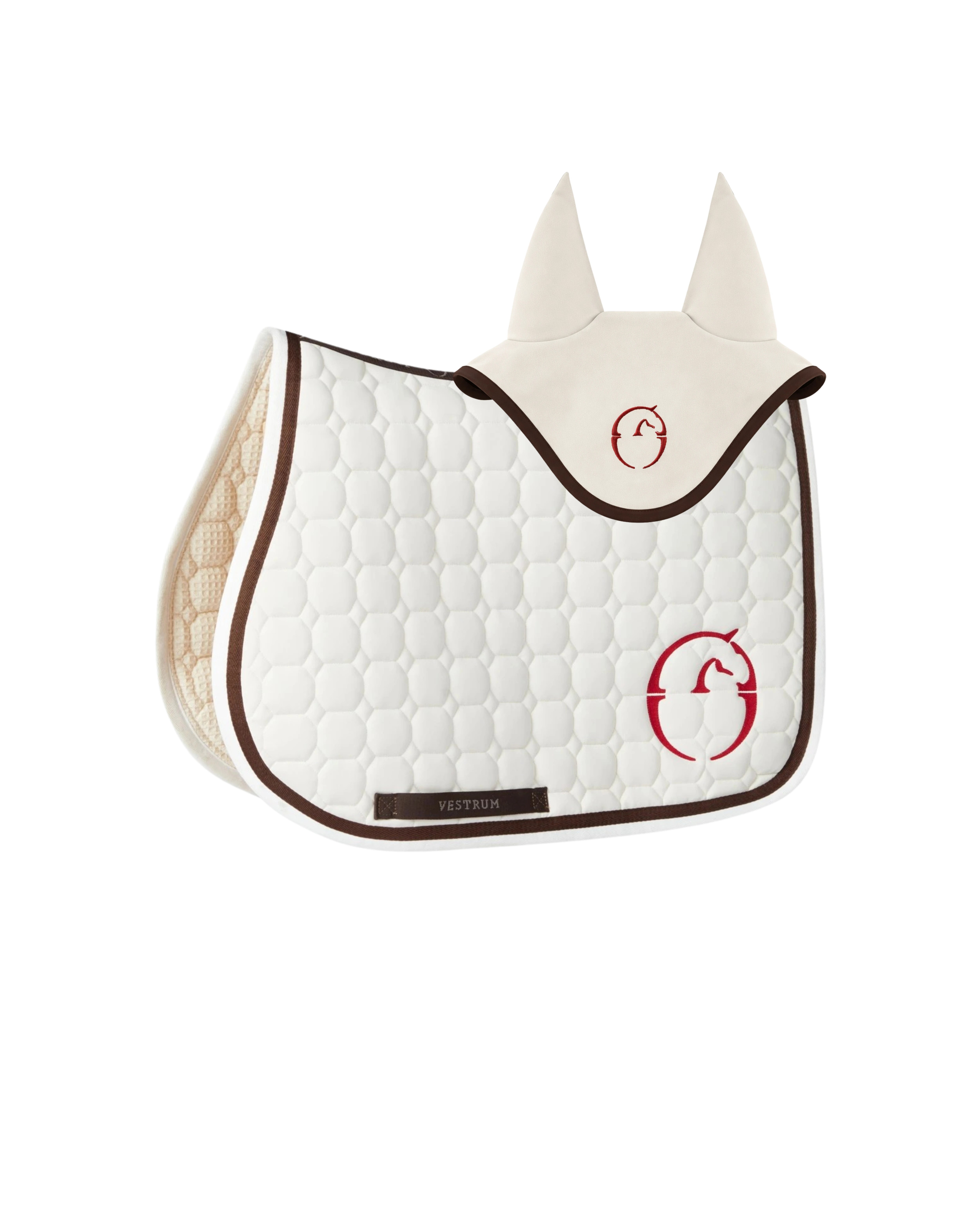 Vestrum Set Las Vegas Saddle Pad & Earnet Jumping | Ivory - Red Vestrum Set Las Vegas Saddle Pad & Earnet Jumping | Ivory - Red