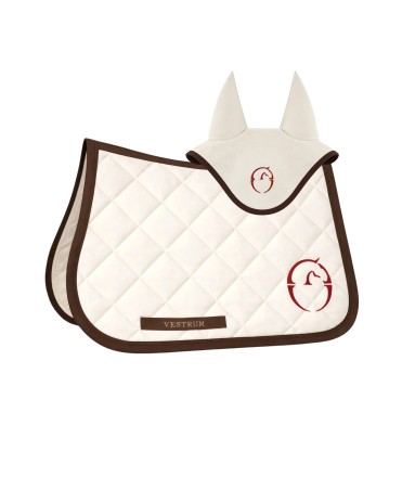 Vestrum Set Los Angeles Saddle Pad & Earnet Jumping | Ivory - Red Vestrum Set Los Angeles Saddle Pad & Earnet Jumping | Ivory - Red