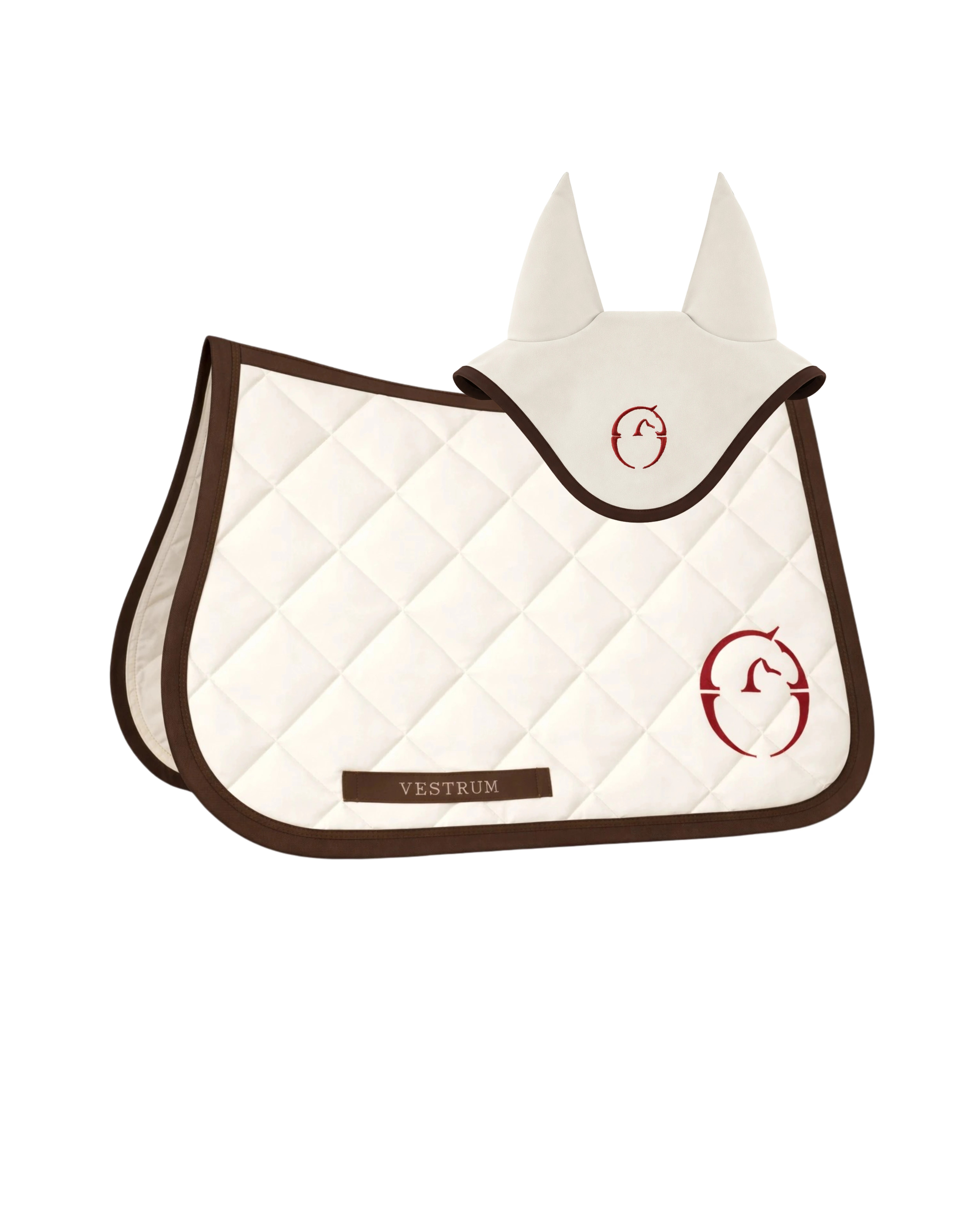Vestrum Set Los Angeles Saddle Pad & Earnet Jumping | Ivory - Red Vestrum Set Los Angeles Saddle Pad & Earnet Jumping | Ivory - Red