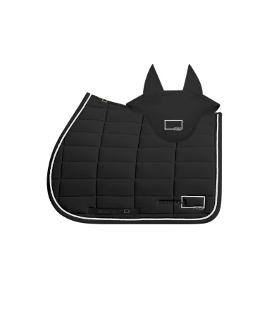 RG Italy Set Jersey Trim Saddle Pad & Earnet Jumping | Black RG Italy Set Jersey Trim Saddle Pad & Earnet Jumping | Black