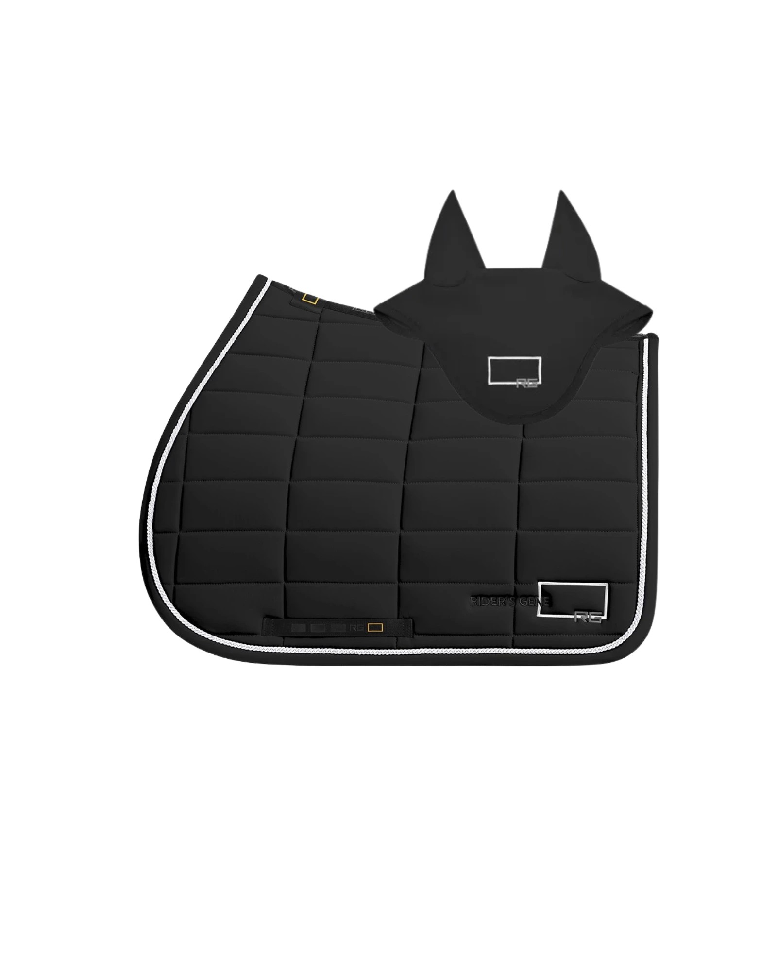 RG Italy Set Jersey Trim Saddle Pad & Earnet Jumping | Black RG Italy Set Jersey Trim Saddle Pad & Earnet Jumping | Black