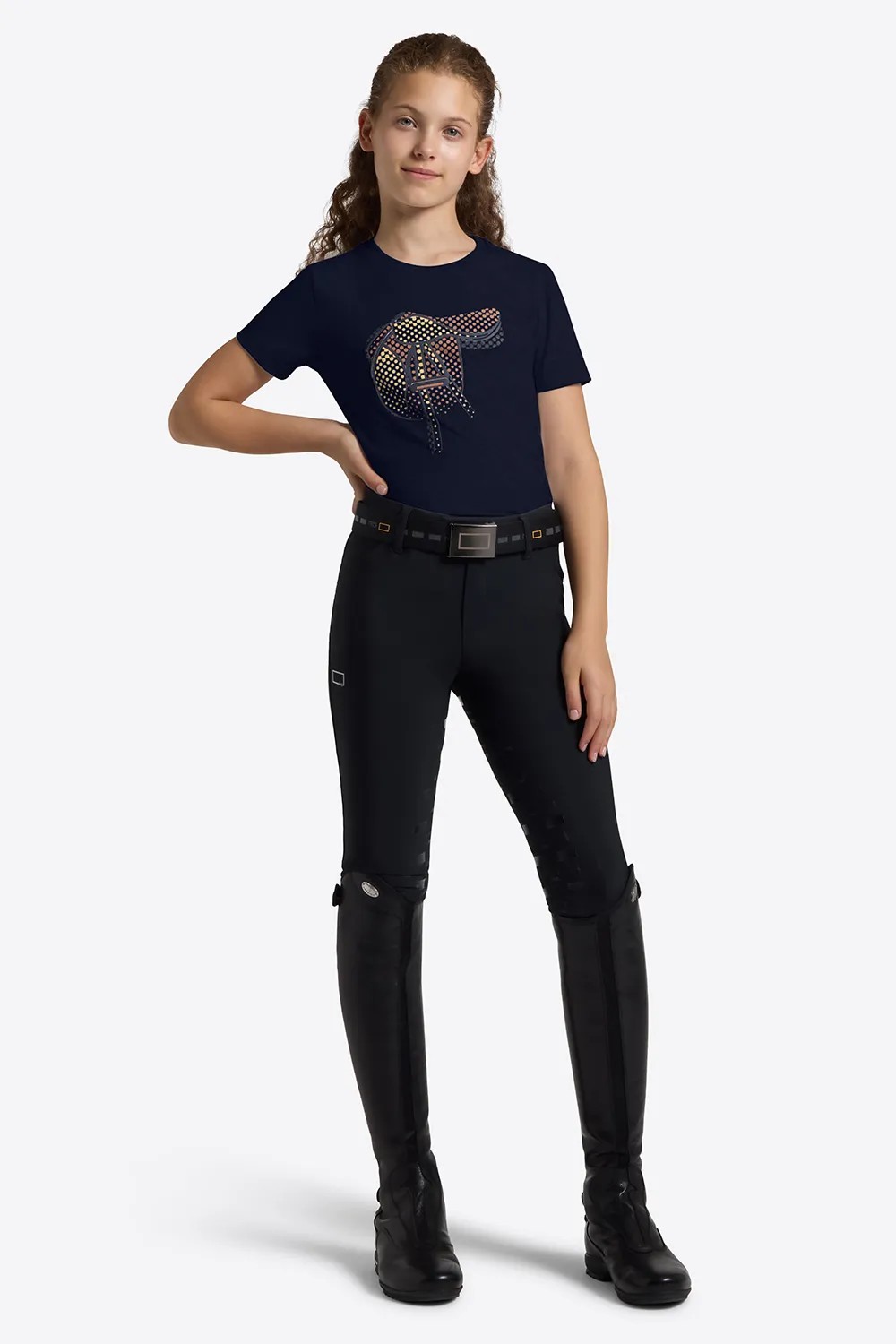RG Italy Saddle Print Cotton Meisjes T-Shirt | Navy