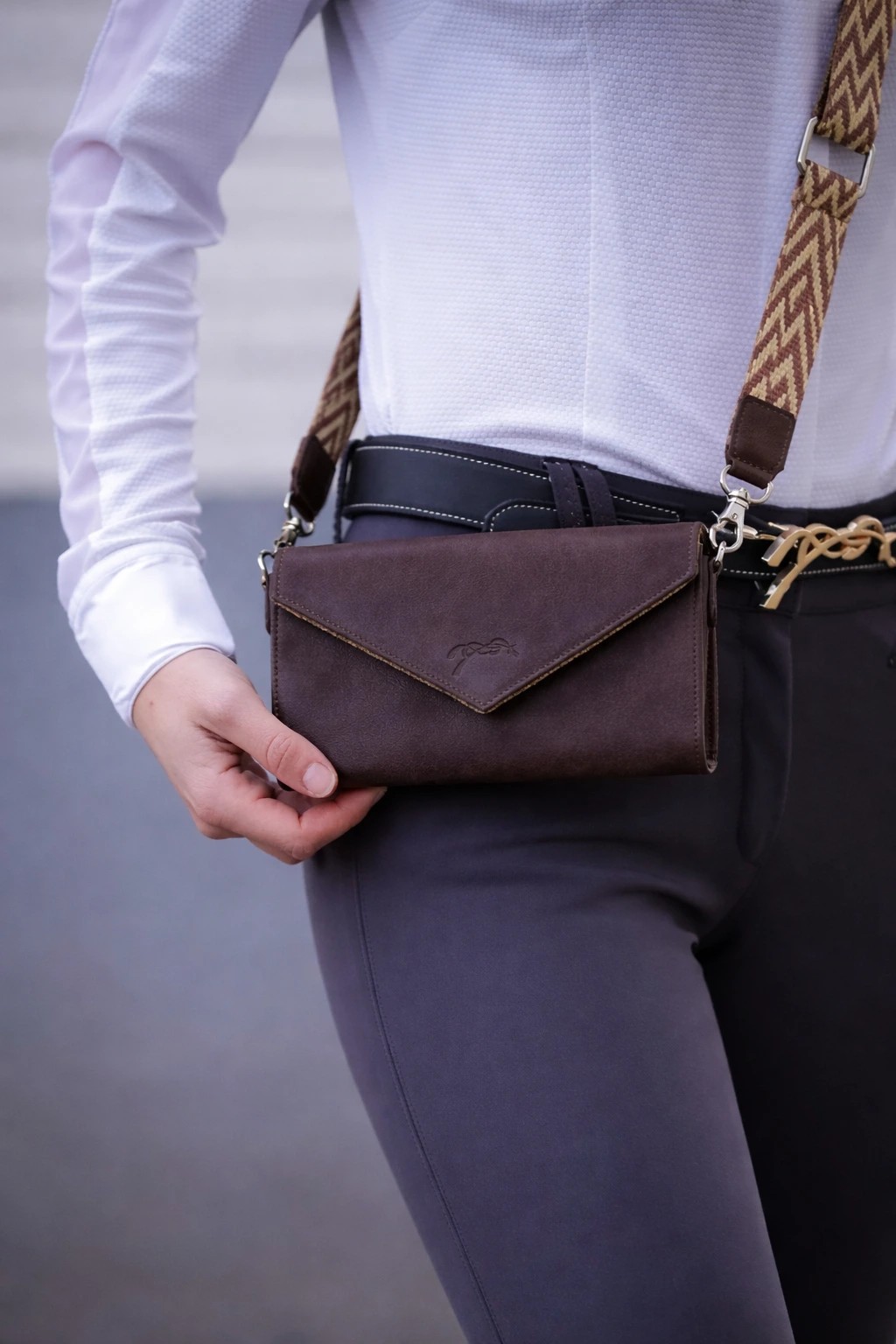 Penelope Leprevost leather phone pocket Havana crossbody | Shop now Penelope Leprevost leather phone pocket Havana crossbody | Shop now