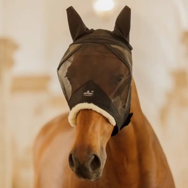 Kentucky Fly Mask Skin Friendly With Ears | Black