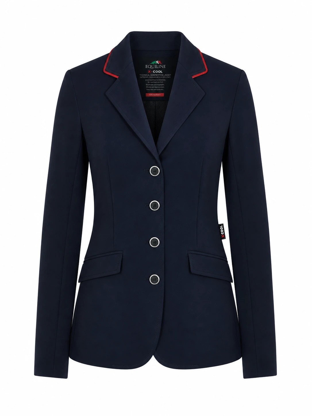 Equiline Women's Competition Jacket Red Piping | Navy Equiline Women's Competition Jacket Red Piping | Navy