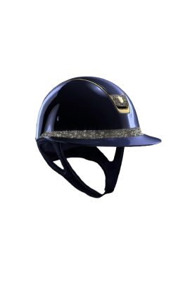Miss shield glossy with glossy top and chrystal fabric, swarovski gold band and blazon.