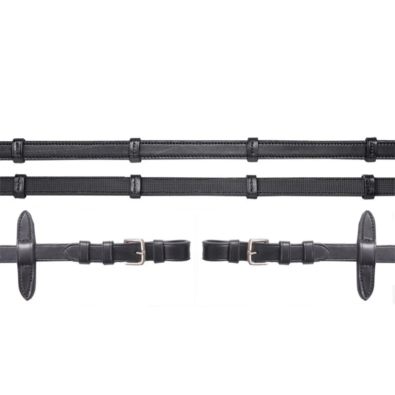 Schockemöhle Sports Reins Leather Rubberised | Black